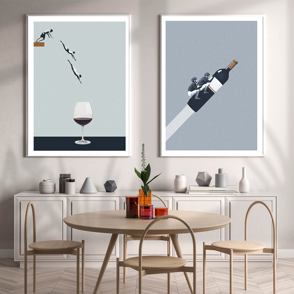 We Ride to Dawn Canvas Print – Minimalistisch Kunstwerk in Warme Wijn- en Koffietinten