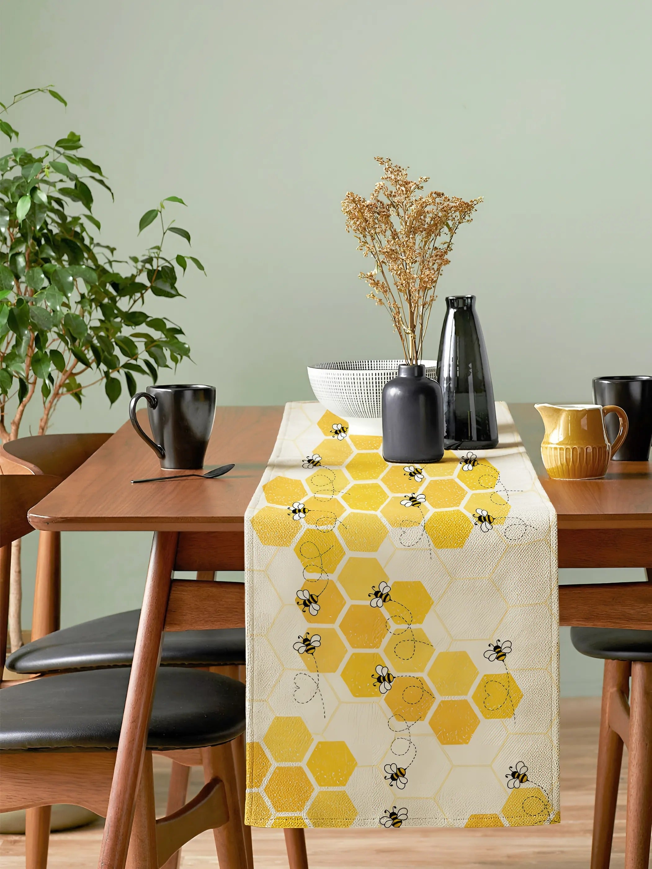 Geometrisch Bijenpatroon Linnen Tafelkleed Voor Stijlvolle Decor