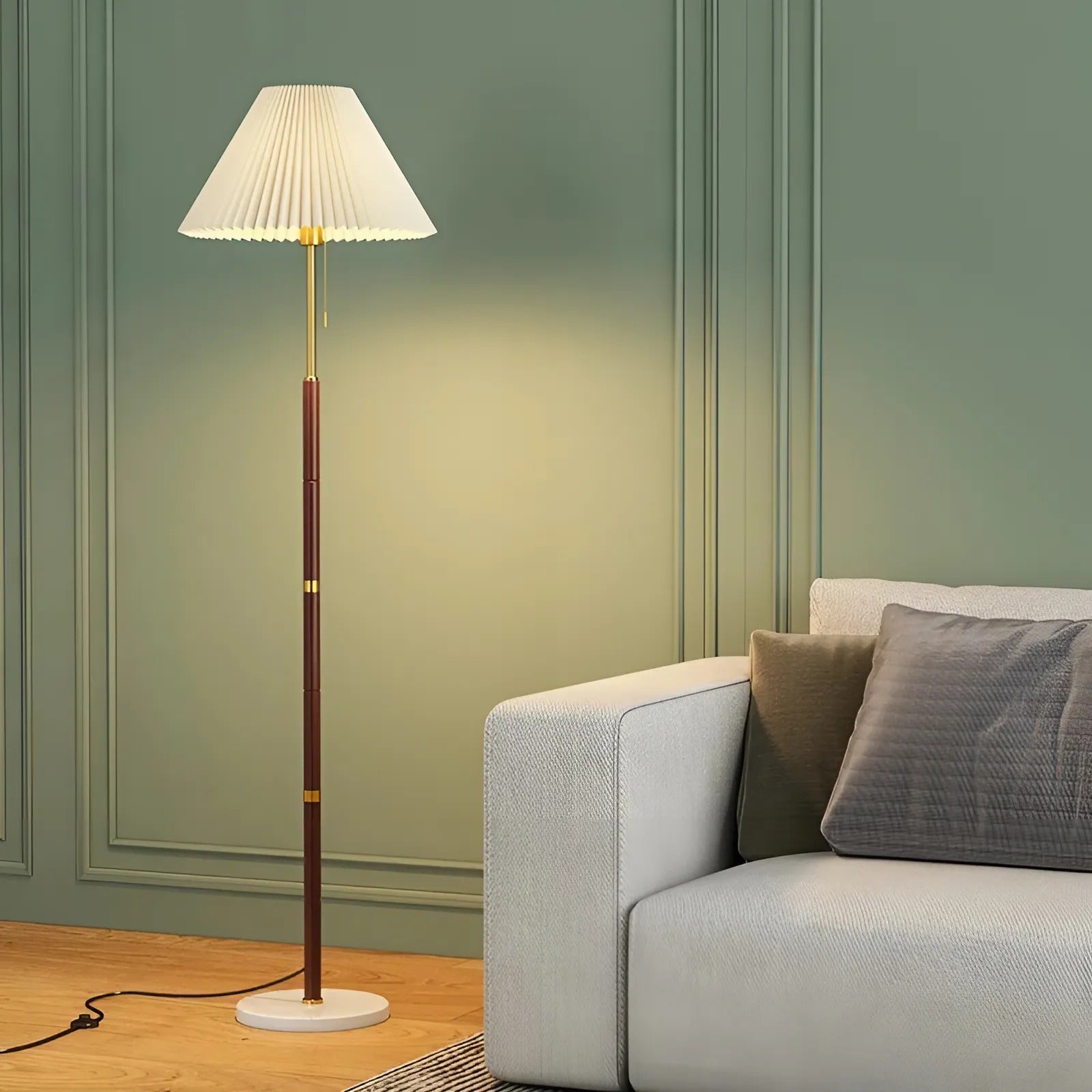 Moderne Marmeren & Houten Vloerlamp Voor Elegante Verlichting