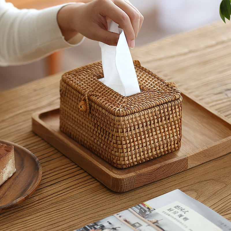 Handgemaakte Geweven Rattan Tissue Box – Stijlvol & Functioneel