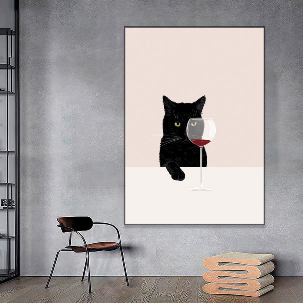 Vintage Cats Anime Poster - Zwart Wit Kawaii Decor