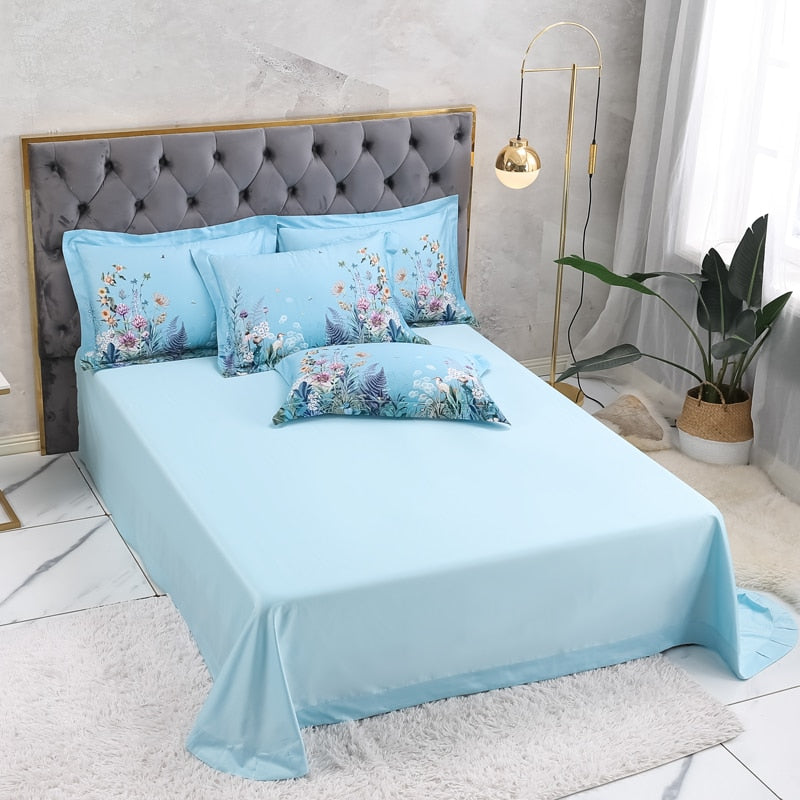 Azure Bloom Dekbedovertrek Set – Luxe en Natuurlijke Elegantie