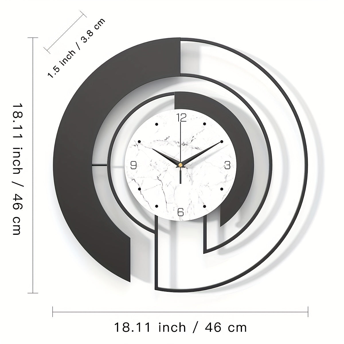 Timeless Geometry Zwarte Metalen Wandklok – Stijlvol & Modern Design