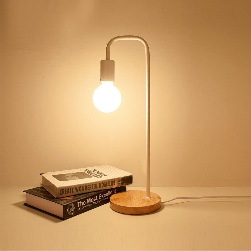 Edison Industriële Bedlamp – Houten Basis & Metalen Frame